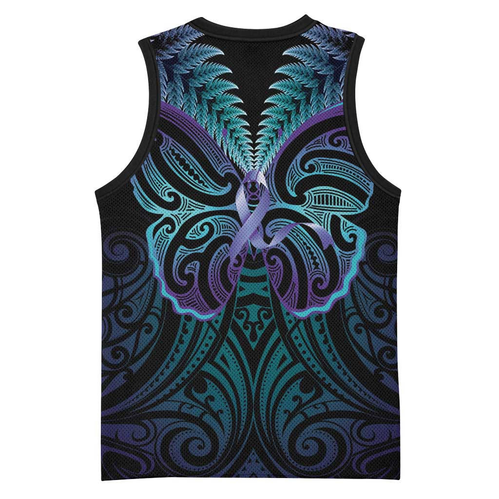 Suicide Prevention New Zealand Basketball Jersey Aotearoa Maori Butterfly Mix Silver Fern - Aussie Hoodie