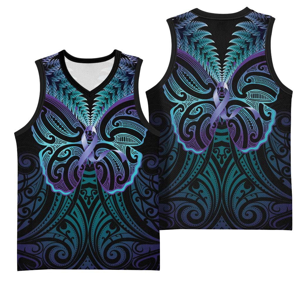 Suicide Prevention New Zealand Basketball Jersey Aotearoa Maori Butterfly Mix Silver Fern - Aussie Hoodie