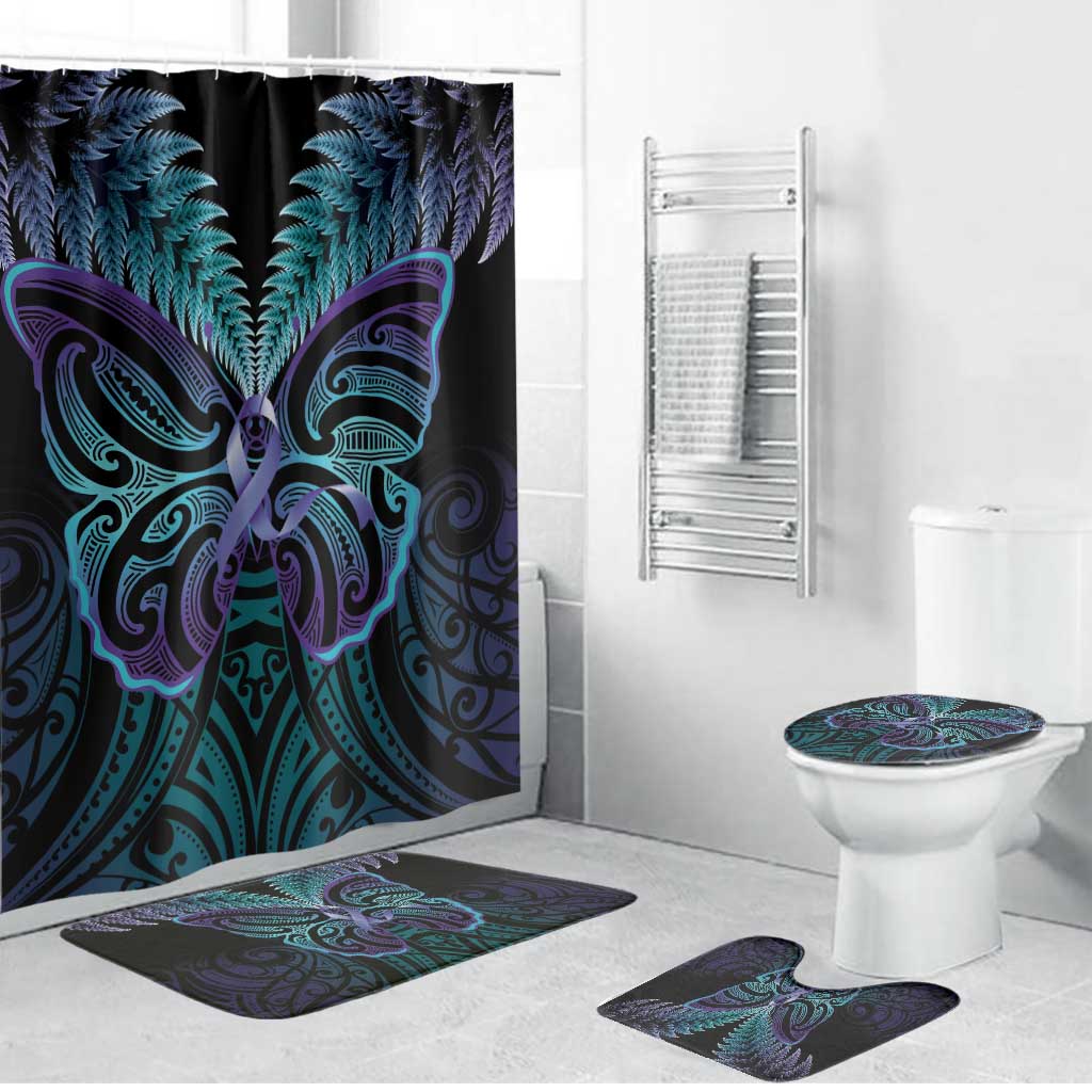 Suicide Prevention New Zealand Bathroom Set Aotearoa Maori Butterfly Mix Silver Fern - Aussie Hoodie