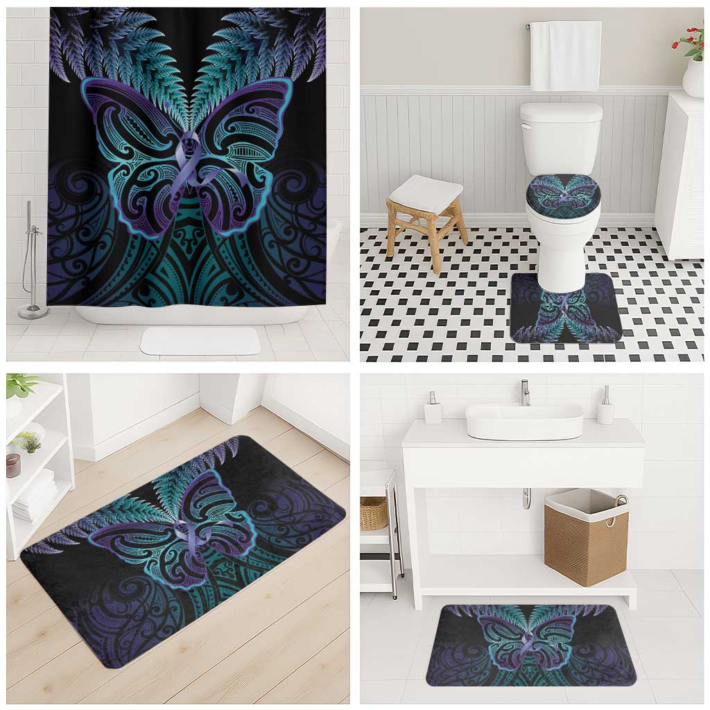 Suicide Prevention New Zealand Bathroom Set Aotearoa Maori Butterfly Mix Silver Fern - Aussie Hoodie