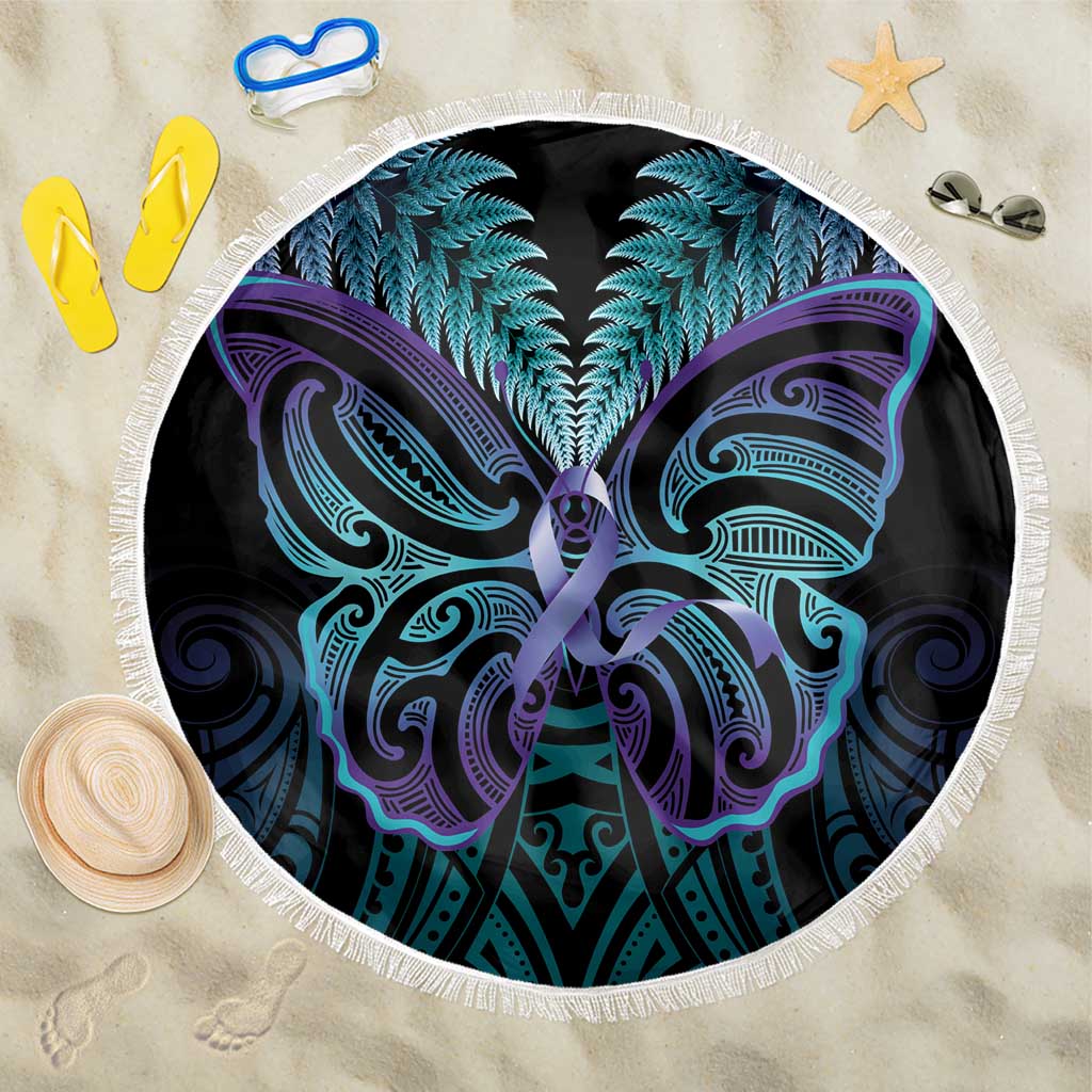 Suicide Prevention New Zealand Beach Blanket Aotearoa Maori Butterfly Mix Silver Fern - Aussie Hoodie
