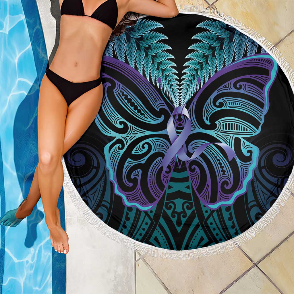 Suicide Prevention New Zealand Beach Blanket Aotearoa Maori Butterfly Mix Silver Fern - Aussie Hoodie