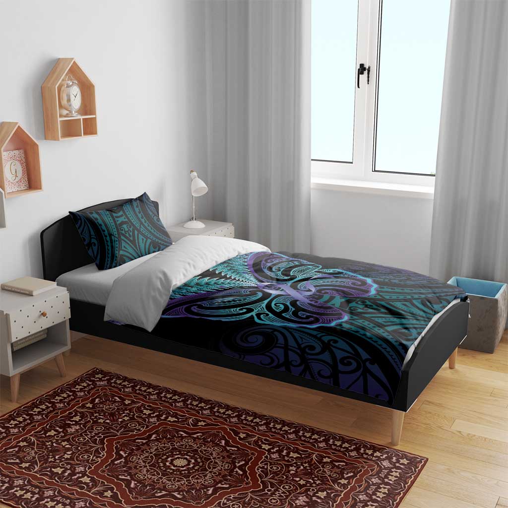 Suicide Prevention New Zealand Bedding Set Aotearoa Maori Butterfly Mix Silver Fern - Aussie Hoodie