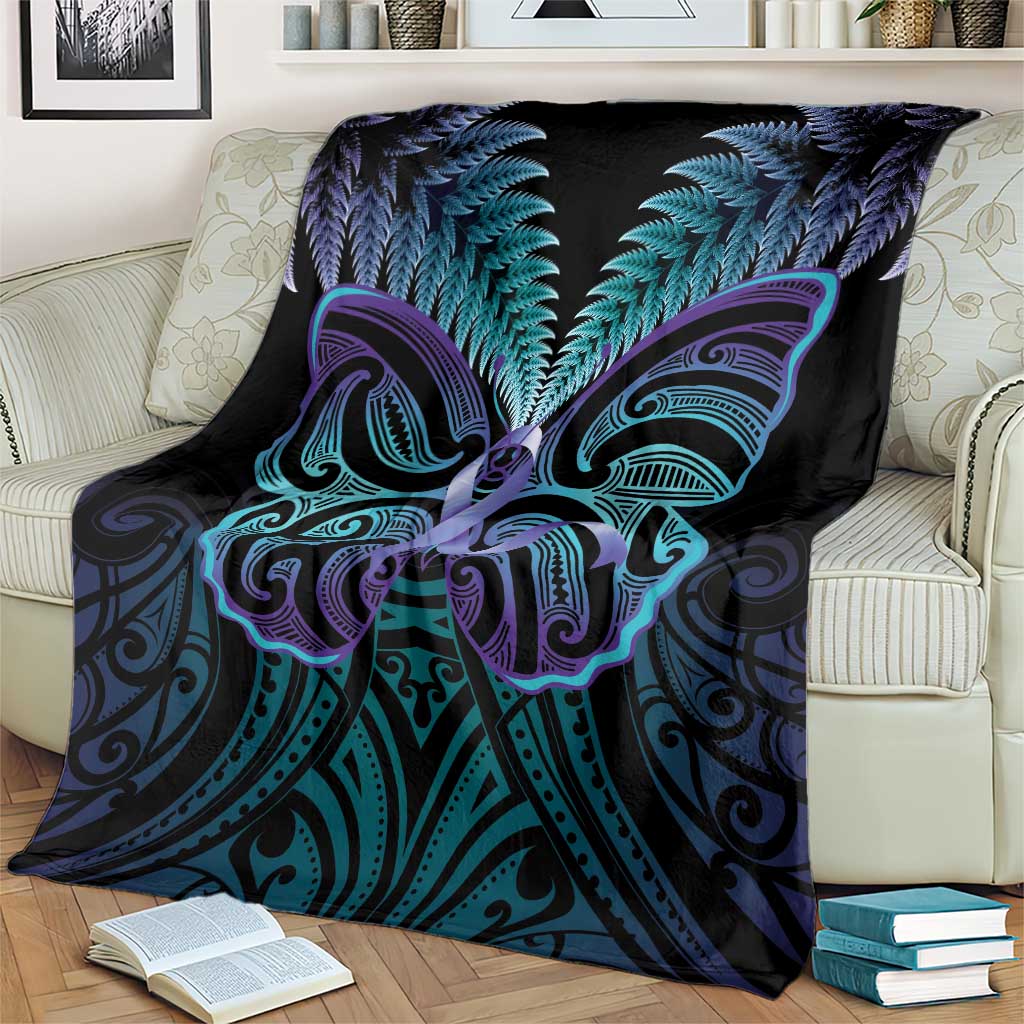 Suicide Prevention New Zealand Blanket Aotearoa Maori Butterfly Mix Silver Fern - Aussie Hoodie