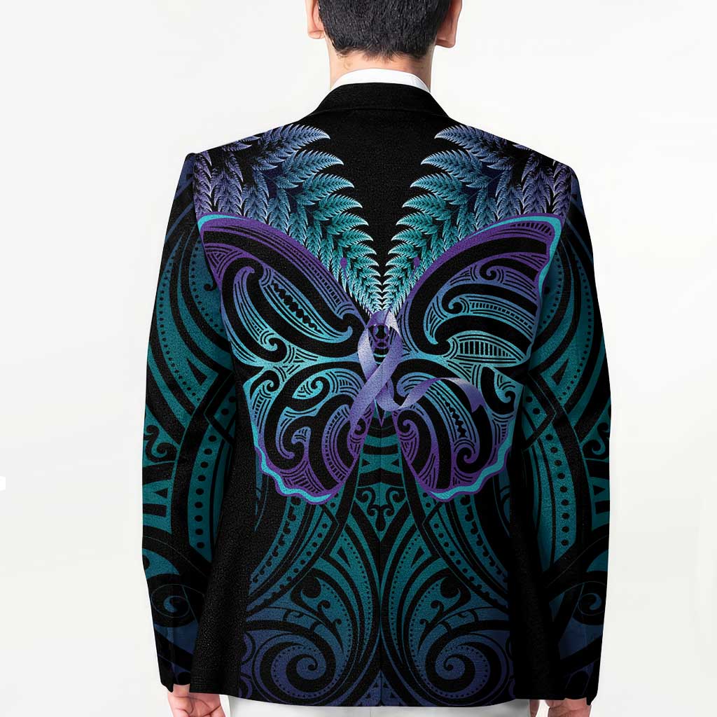 Suicide Prevention New Zealand Blazer Aotearoa Maori Butterfly Mix Silver Fern - Aussie Hoodie
