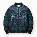 Suicide Prevention New Zealand Bomber Puffer Jacket Aotearoa Maori Butterfly Mix Silver Fern - Aussie Hoodie