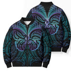 Suicide Prevention New Zealand Bomber Puffer Jacket Aotearoa Maori Butterfly Mix Silver Fern - Aussie Hoodie