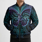 Suicide Prevention New Zealand Bomber Puffer Jacket Aotearoa Maori Butterfly Mix Silver Fern - Aussie Hoodie