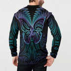 Suicide Prevention New Zealand Button Sweatshirt Aotearoa Maori Butterfly Mix Silver Fern - Aussie Hoodie