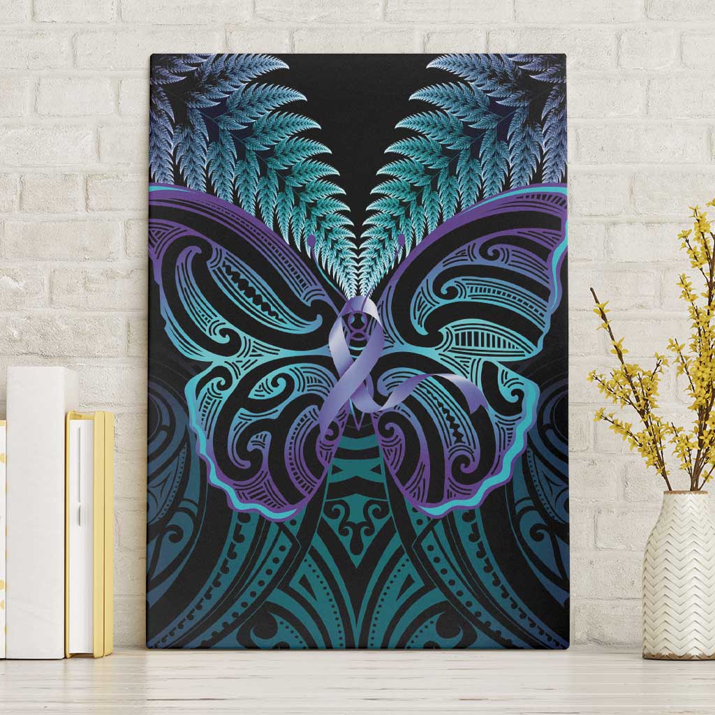 Suicide Prevention New Zealand Canvas Wall Art Aotearoa Maori Butterfly Mix Silver Fern - Aussie Hoodie