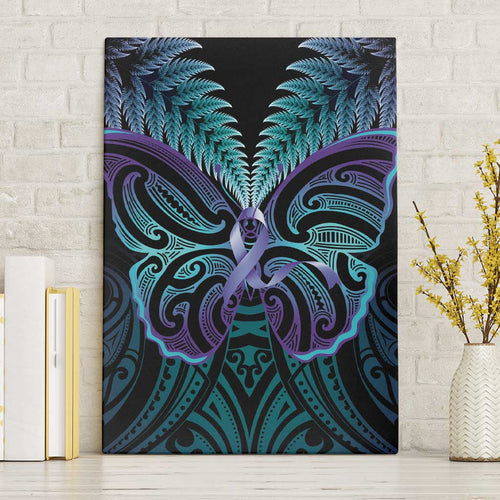 Suicide Prevention New Zealand Canvas Wall Art Aotearoa Maori Butterfly Mix Silver Fern - Aussie Hoodie