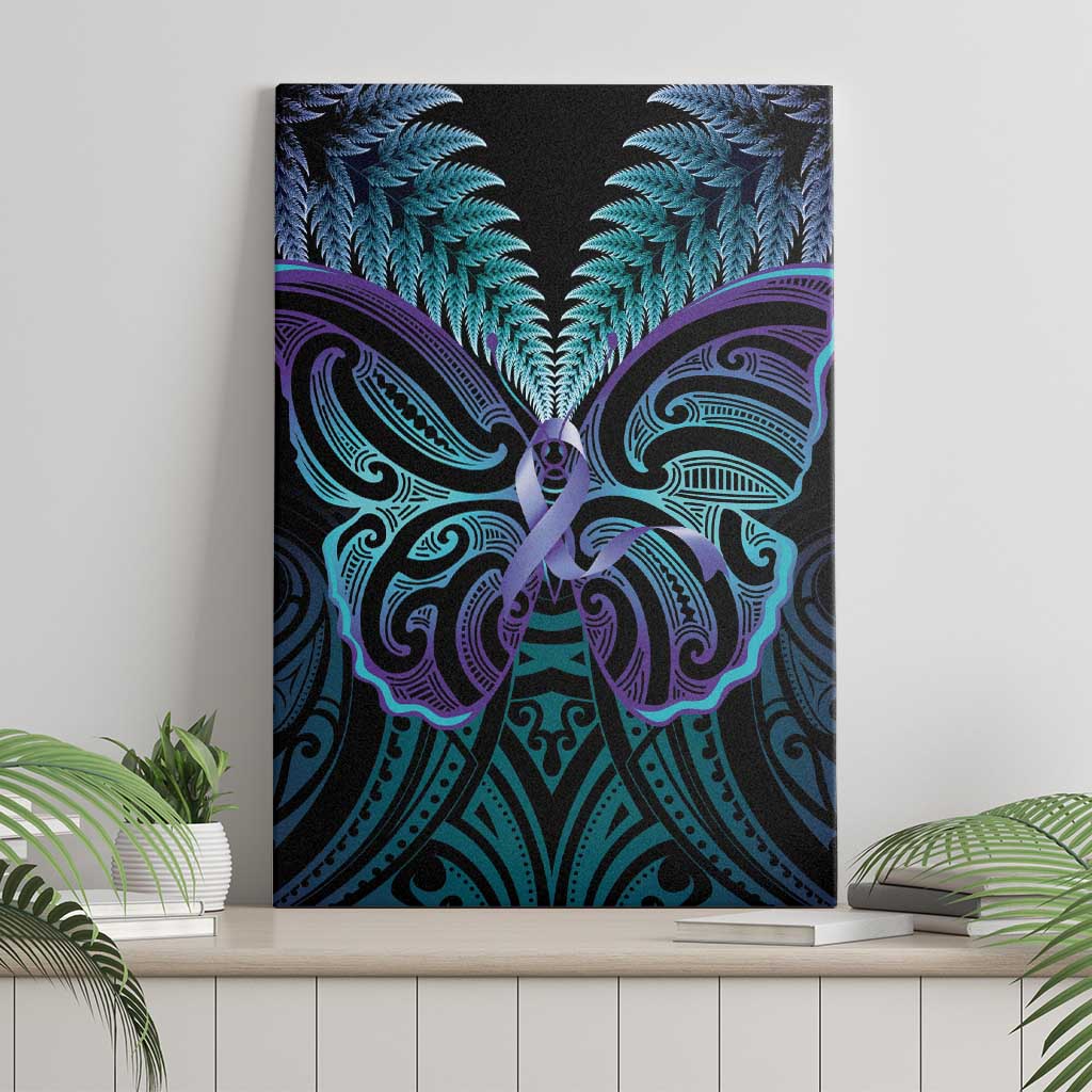 Suicide Prevention New Zealand Canvas Wall Art Aotearoa Maori Butterfly Mix Silver Fern - Aussie Hoodie