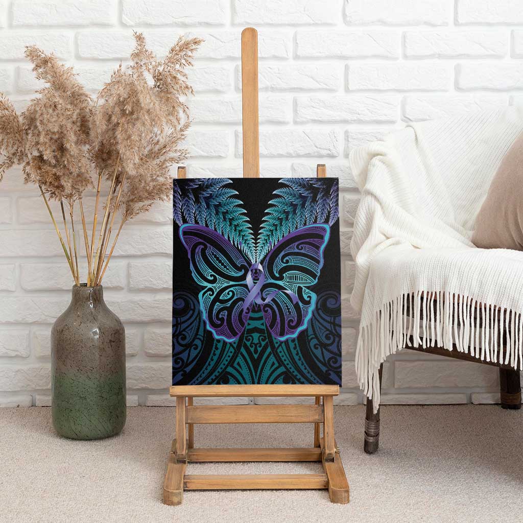 Suicide Prevention New Zealand Canvas Wall Art Aotearoa Maori Butterfly Mix Silver Fern - Aussie Hoodie