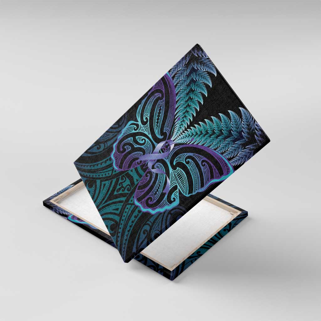 Suicide Prevention New Zealand Canvas Wall Art Aotearoa Maori Butterfly Mix Silver Fern - Aussie Hoodie