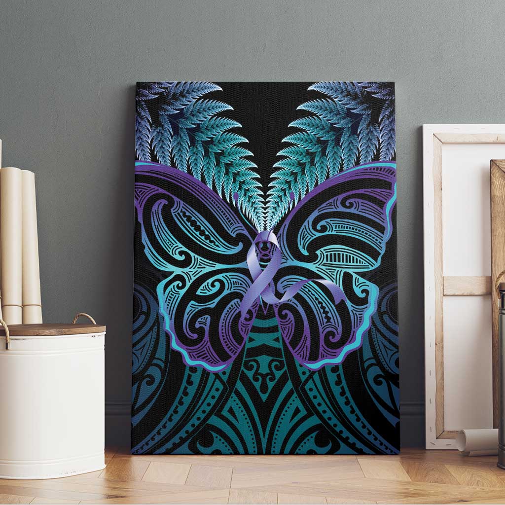 Suicide Prevention New Zealand Canvas Wall Art Aotearoa Maori Butterfly Mix Silver Fern - Aussie Hoodie