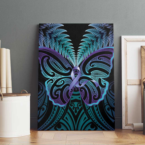 Suicide Prevention New Zealand Canvas Wall Art Aotearoa Maori Butterfly Mix Silver Fern - Aussie Hoodie