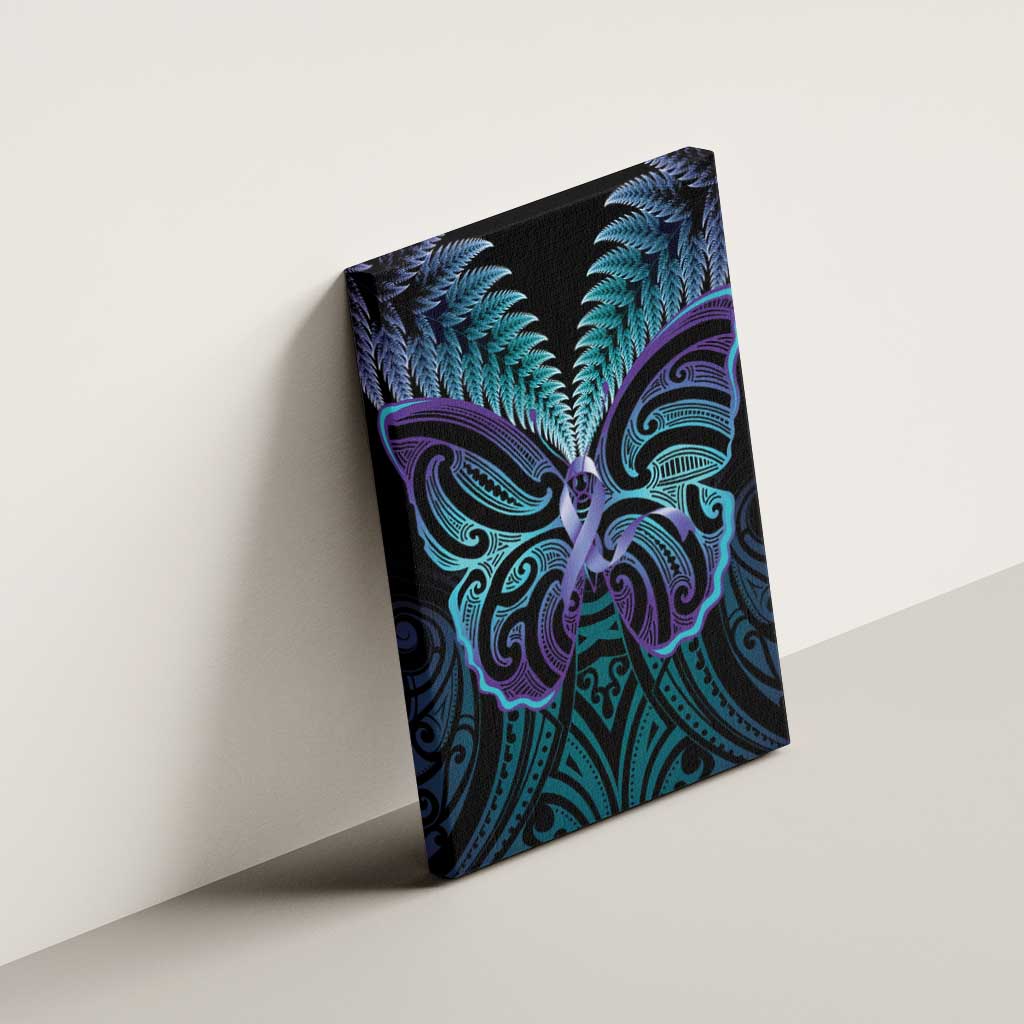 Suicide Prevention New Zealand Canvas Wall Art Aotearoa Maori Butterfly Mix Silver Fern - Aussie Hoodie