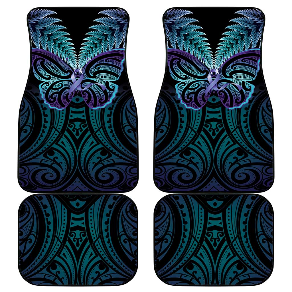 Suicide Prevention New Zealand Car Mats Aotearoa Maori Butterfly Mix Silver Fern - Aussie Hoodie