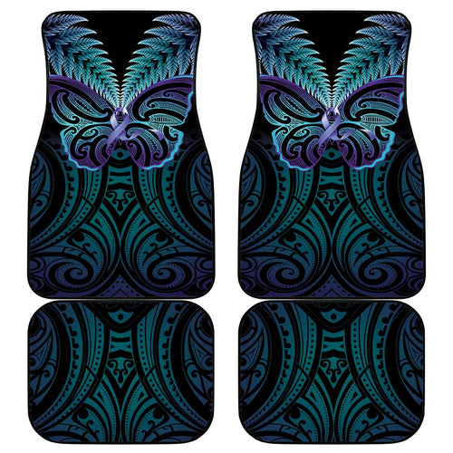 Suicide Prevention New Zealand Car Mats Aotearoa Maori Butterfly Mix Silver Fern - Aussie Hoodie