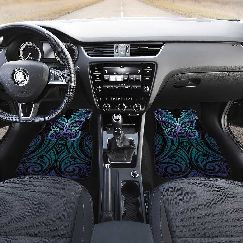 Suicide Prevention New Zealand Car Mats Aotearoa Maori Butterfly Mix Silver Fern - Aussie Hoodie
