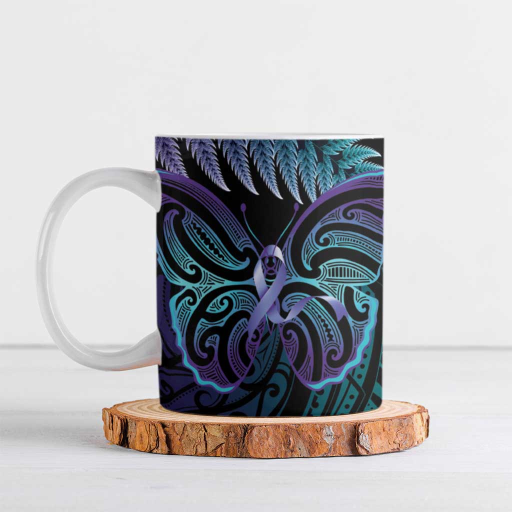 Suicide Prevention New Zealand Ceramic Mug Aotearoa Maori Butterfly Mix Silver Fern - Aussie Hoodie