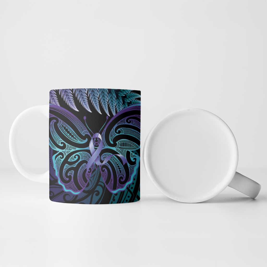 Suicide Prevention New Zealand Ceramic Mug Aotearoa Maori Butterfly Mix Silver Fern - Aussie Hoodie