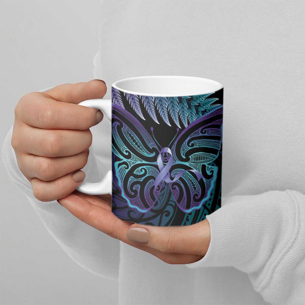 Suicide Prevention New Zealand Ceramic Mug Aotearoa Maori Butterfly Mix Silver Fern - Aussie Hoodie