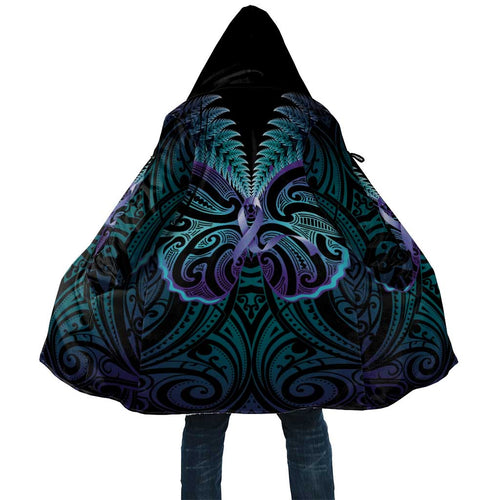 Suicide Prevention New Zealand Cloak Aotearoa Maori Butterfly Mix Silver Fern - Aussie Hoodie
