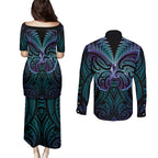 Suicide Prevention New Zealand Couples Matching Puletasi and Long Sleeve Button Shirt Aotearoa Maori Butterfly Mix Silver Fern - Aussie Hoodie