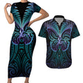 Suicide Prevention New Zealand Couples Matching Short Sleeve Bodycon Dress and Hawaiian Shirt Aotearoa Maori Butterfly Mix Silver Fern - Aussie Hoodie