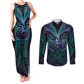 Suicide Prevention New Zealand Couples Matching Tank Maxi Dress and Long Sleeve Button Shirt Aotearoa Maori Butterfly Mix Silver Fern - Aussie Hoodie
