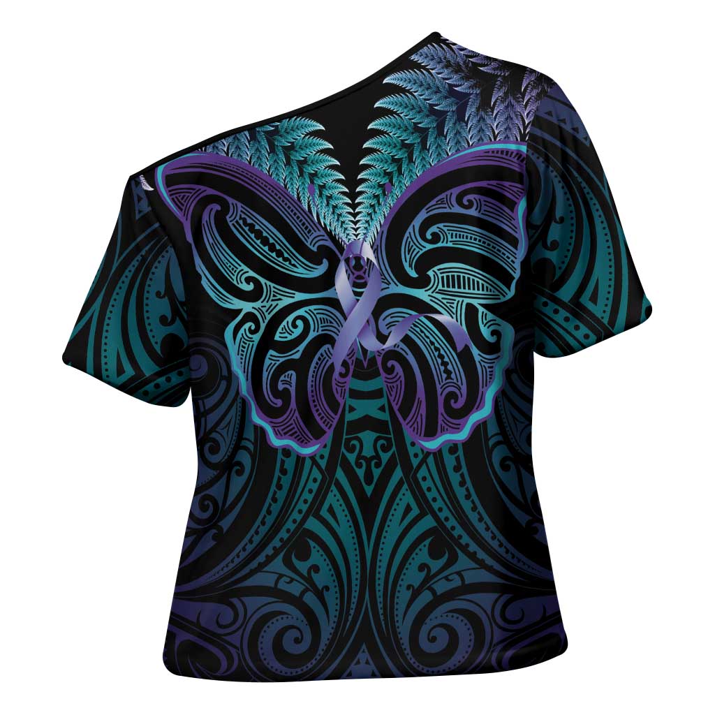 Suicide Prevention New Zealand Cross Shoulder Shirt Aotearoa Maori Butterfly Mix Silver Fern - Aussie Hoodie