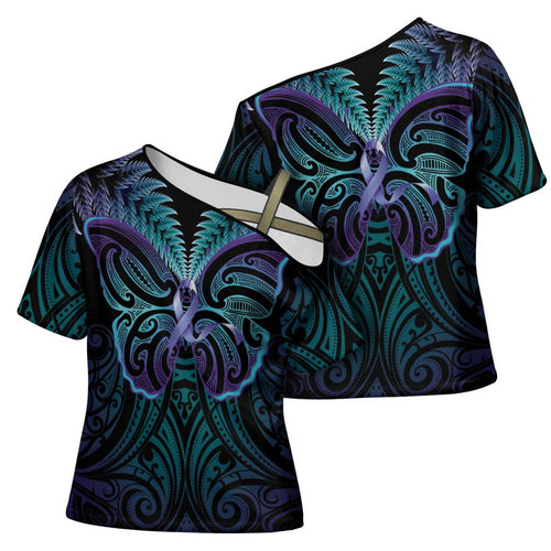 Suicide Prevention New Zealand Cross Shoulder Shirt Aotearoa Maori Butterfly Mix Silver Fern - Aussie Hoodie