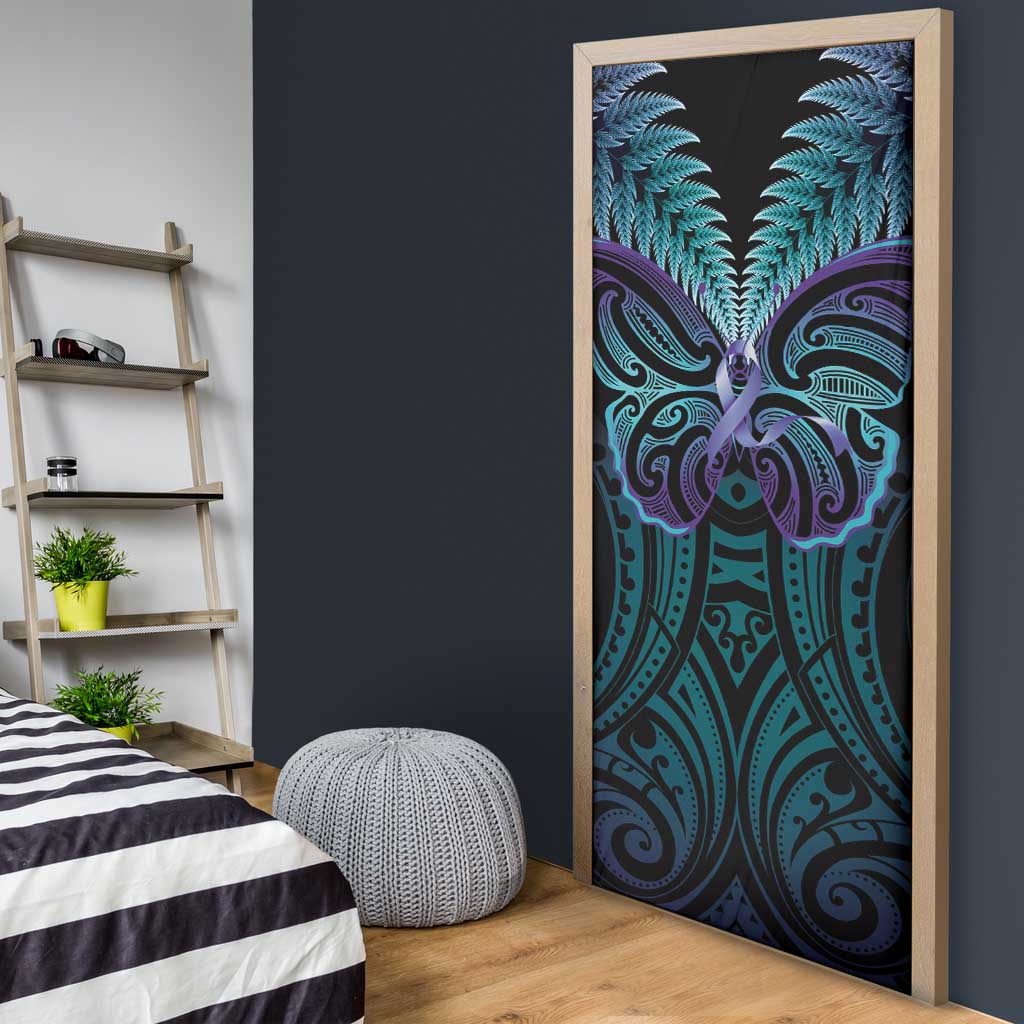 Suicide Prevention New Zealand Door Cover Aotearoa Maori Butterfly Mix Silver Fern - Aussie Hoodie