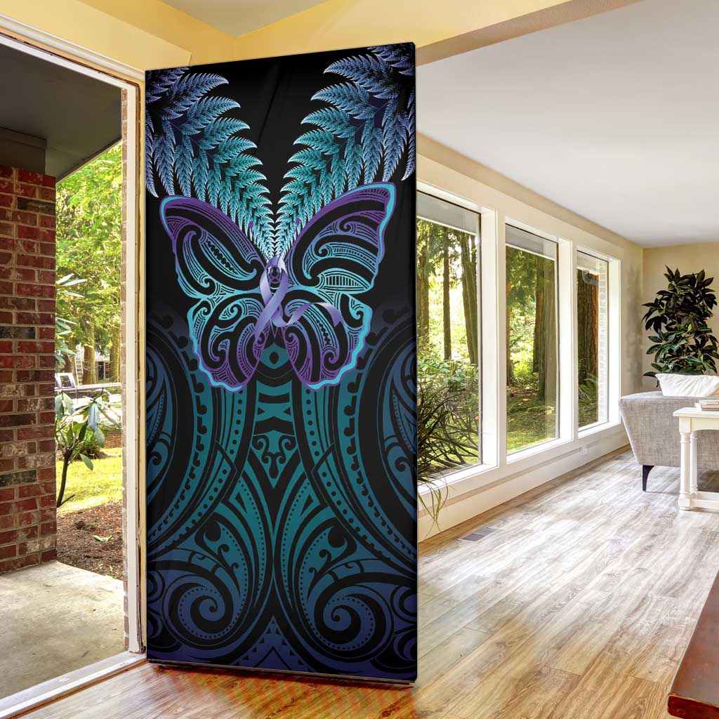 Suicide Prevention New Zealand Door Cover Aotearoa Maori Butterfly Mix Silver Fern - Aussie Hoodie