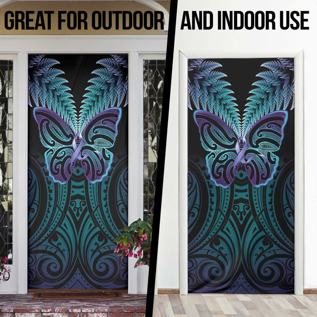 Suicide Prevention New Zealand Door Cover Aotearoa Maori Butterfly Mix Silver Fern - Aussie Hoodie