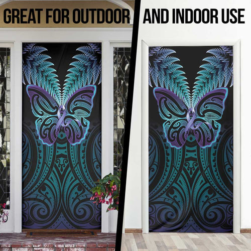 Suicide Prevention New Zealand Door Cover Aotearoa Maori Butterfly Mix Silver Fern - Aussie Hoodie