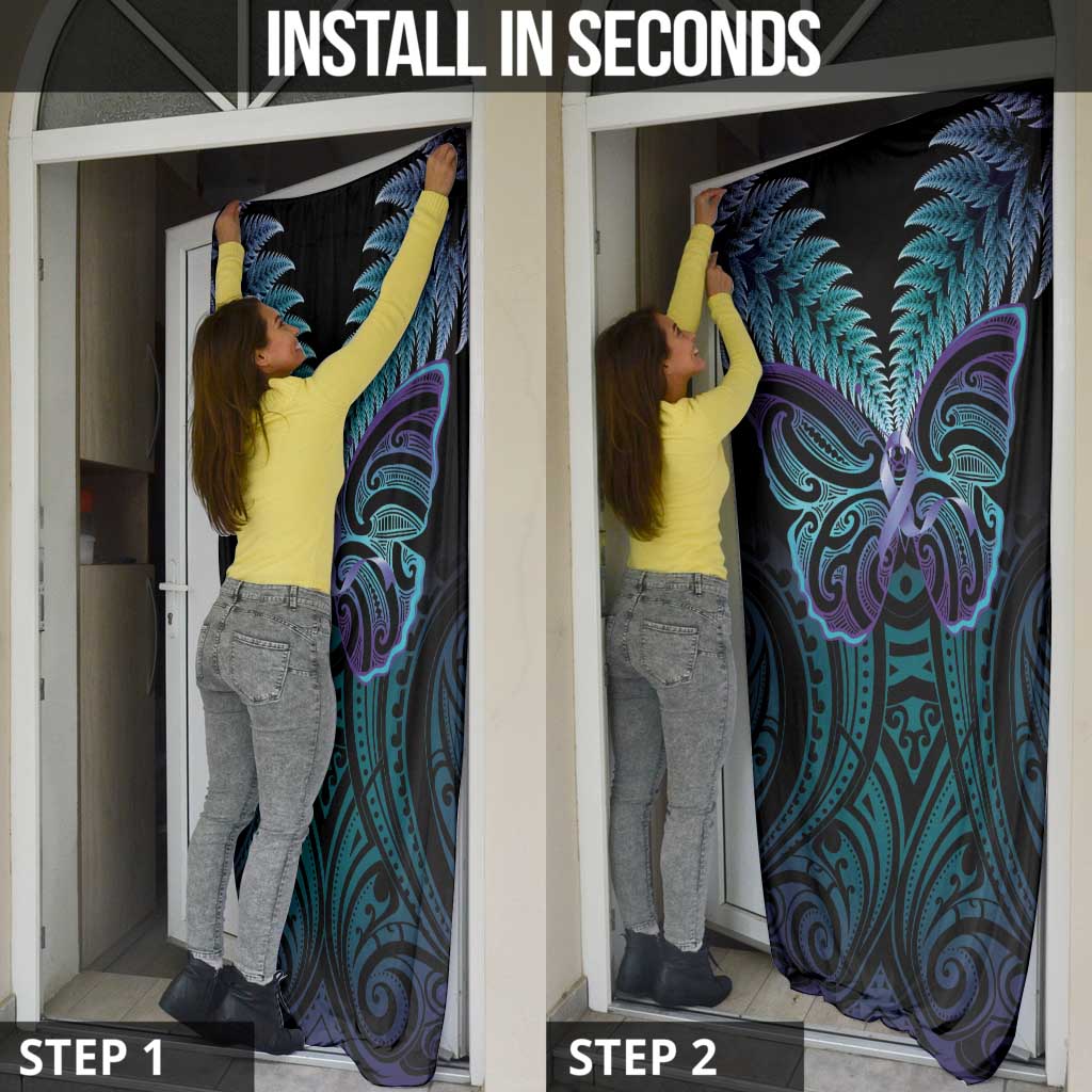 Suicide Prevention New Zealand Door Cover Aotearoa Maori Butterfly Mix Silver Fern - Aussie Hoodie