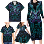 Suicide Prevention New Zealand Family Matching Long Sleeve Bodycon Dress and Hawaiian Shirt Aotearoa Maori Butterfly Mix Silver Fern - Aussie Hoodie