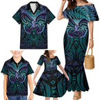 Suicide Prevention New Zealand Family Matching Mermaid Dress and Hawaiian Shirt Aotearoa Maori Butterfly Mix Silver Fern - Aussie Hoodie