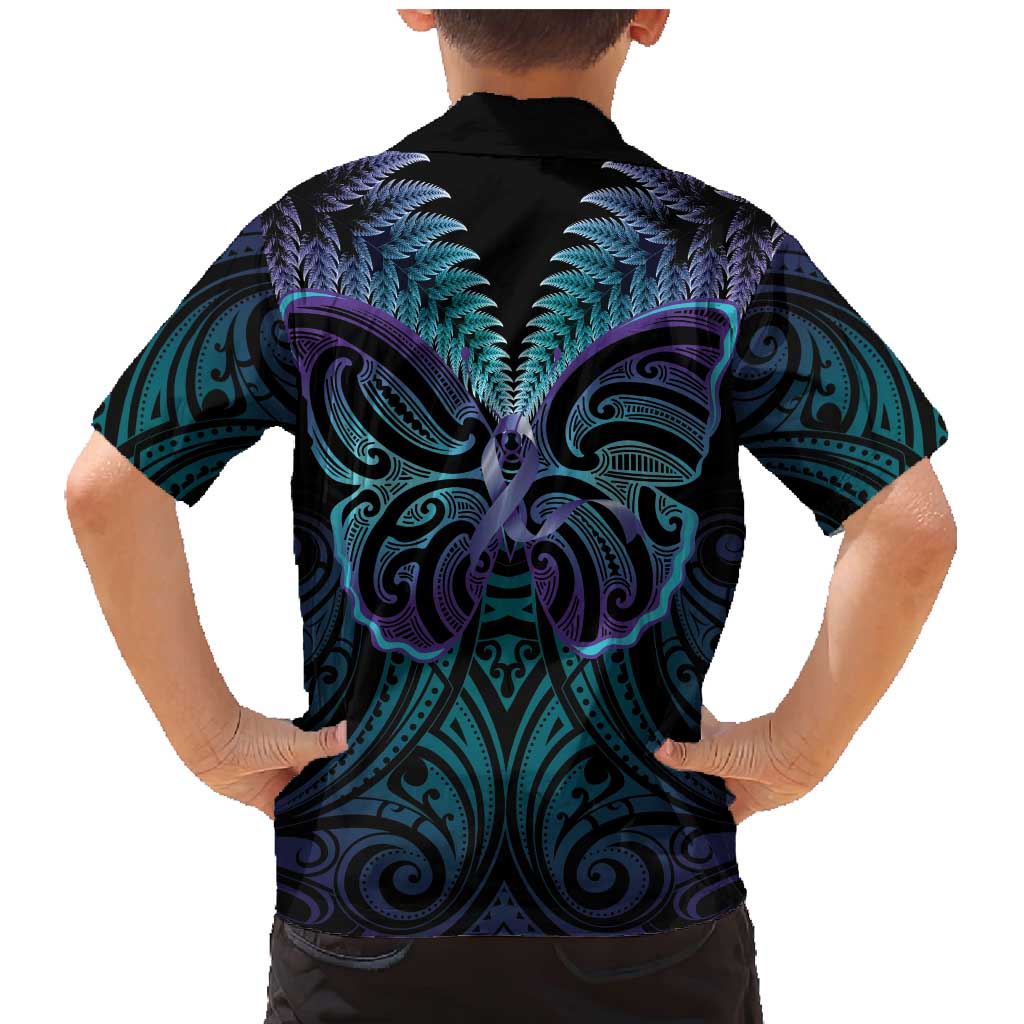 Suicide Prevention New Zealand Family Matching Mermaid Dress and Hawaiian Shirt Aotearoa Maori Butterfly Mix Silver Fern - Aussie Hoodie
