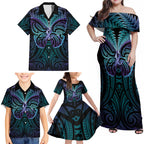 Suicide Prevention New Zealand Family Matching Off Shoulder Maxi Dress and Hawaiian Shirt Aotearoa Maori Butterfly Mix Silver Fern - Aussie Hoodie