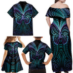 Suicide Prevention New Zealand Family Matching Off Shoulder Maxi Dress and Hawaiian Shirt Aotearoa Maori Butterfly Mix Silver Fern - Aussie Hoodie