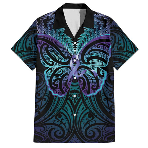 Suicide Prevention New Zealand Family Matching Off Shoulder Maxi Dress and Hawaiian Shirt Aotearoa Maori Butterfly Mix Silver Fern - Aussie Hoodie