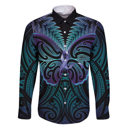 Suicide Prevention New Zealand Family Matching Off Shoulder Maxi Dress and Hawaiian Shirt Aotearoa Maori Butterfly Mix Silver Fern - Aussie Hoodie