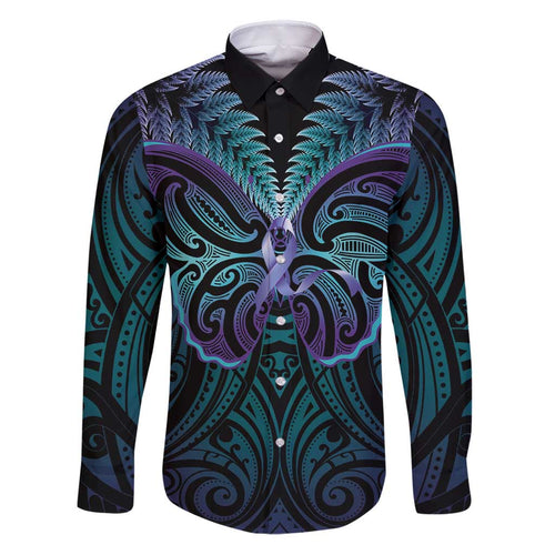 Suicide Prevention New Zealand Family Matching Puletasi and Hawaiian Shirt Aotearoa Maori Butterfly Mix Silver Fern - Aussie Hoodie