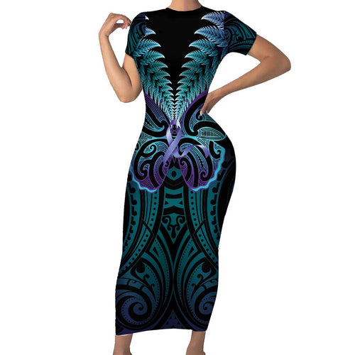 Suicide Prevention New Zealand Family Matching Short Sleeve Bodycon Dress and Hawaiian Shirt Aotearoa Maori Butterfly Mix Silver Fern - Aussie Hoodie