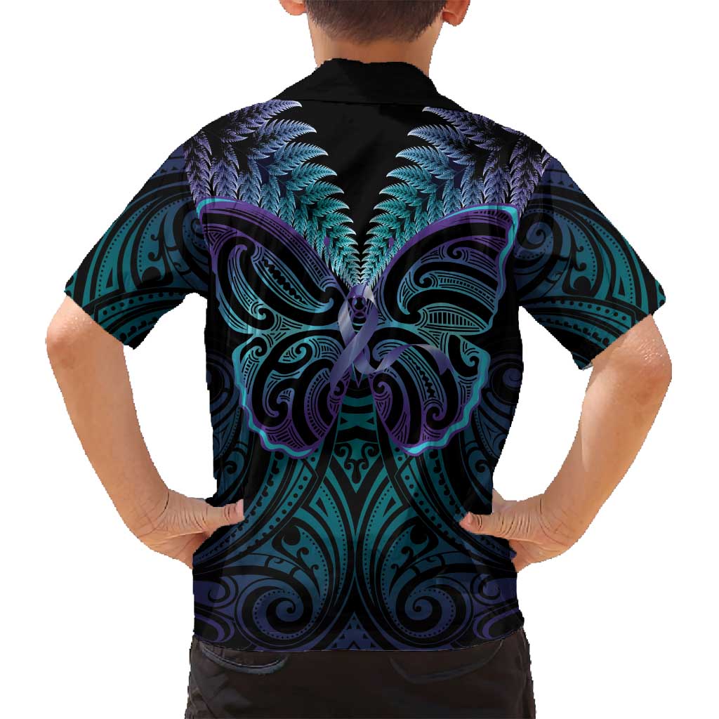 Suicide Prevention New Zealand Family Matching Summer Maxi Dress and Hawaiian Shirt Aotearoa Maori Butterfly Mix Silver Fern - Aussie Hoodie