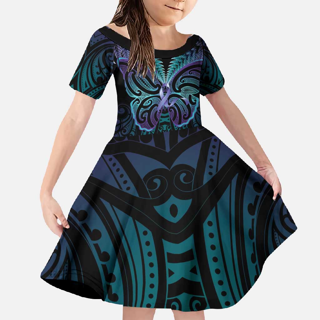 Suicide Prevention New Zealand Family Matching Summer Maxi Dress and Hawaiian Shirt Aotearoa Maori Butterfly Mix Silver Fern - Aussie Hoodie