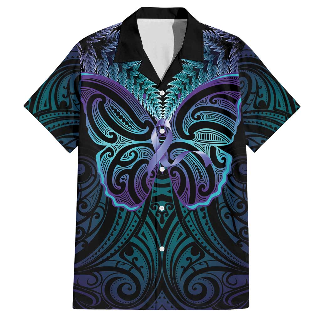 Suicide Prevention New Zealand Family Matching Summer Maxi Dress and Hawaiian Shirt Aotearoa Maori Butterfly Mix Silver Fern - Aussie Hoodie
